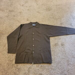 Men's Belford Brown Button-Front 100% Merino Wool Sweater